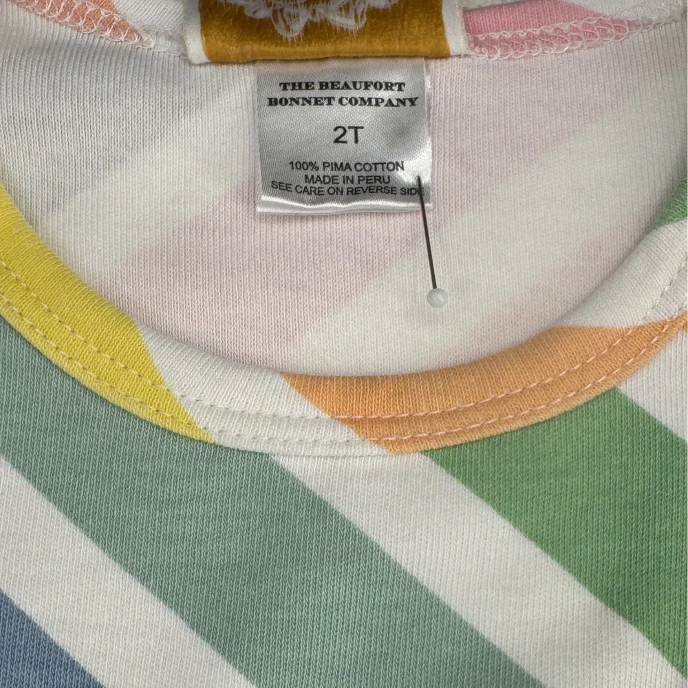 The Beaufort Bonnet Company Pima Cotton Rainbow Stripe Sleeveless Dress 2T